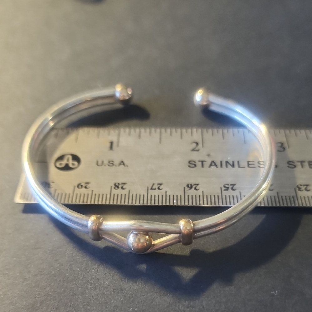 EDEN Original EYE Silver Open-Ended Cuff Bracelet with Bead Embellishments